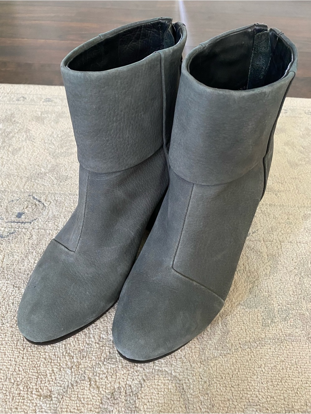 Rag & Bone Newbury Classic Leather Ankle Boots Charcoal Gray Nubuck 38 8